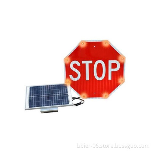 30W Solar-Powered LED Radar Traffic Sign with Flash Alert - 30inch Stop Sign